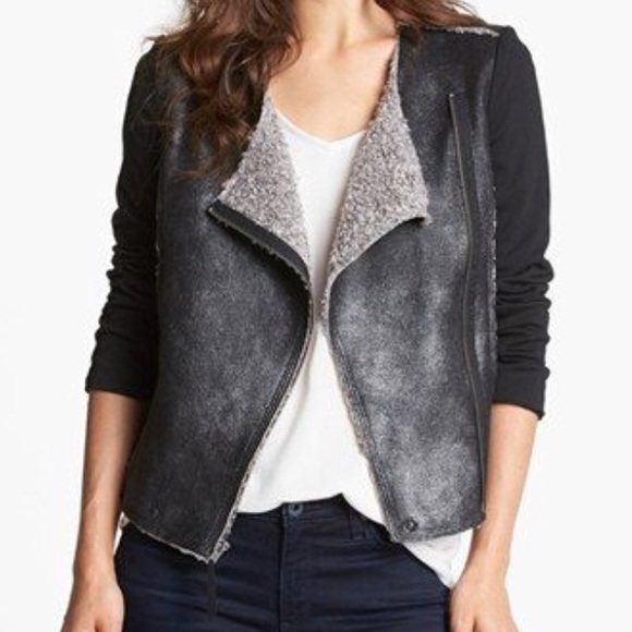 Ella Moss Jackets & Blazers - Ella Moss Faux Leather Vegan Moto Jacket Sz XS